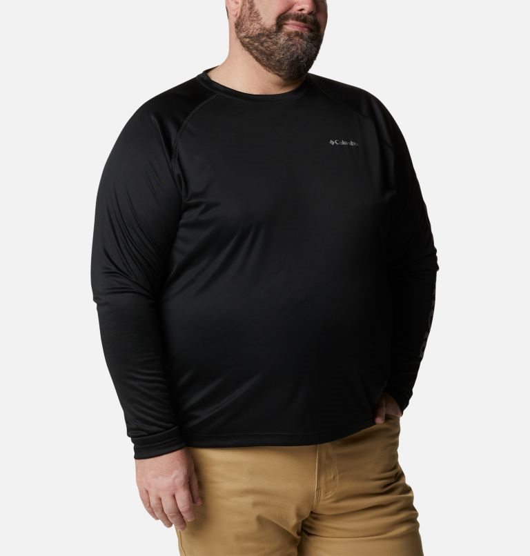 Men's Columbia Fork Stream Long Sleeve Sweatshirts Black | Plus Size CA-NC168